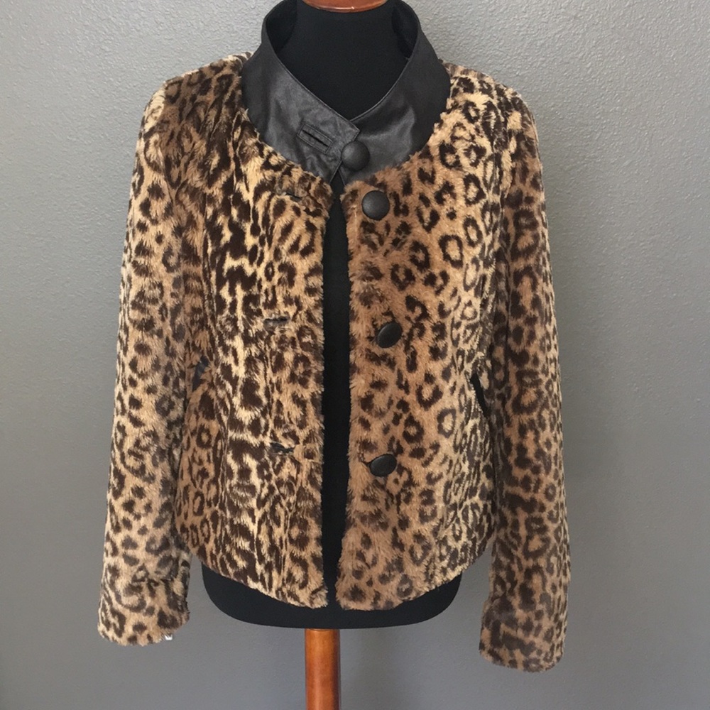 Leopard faux fur jacket